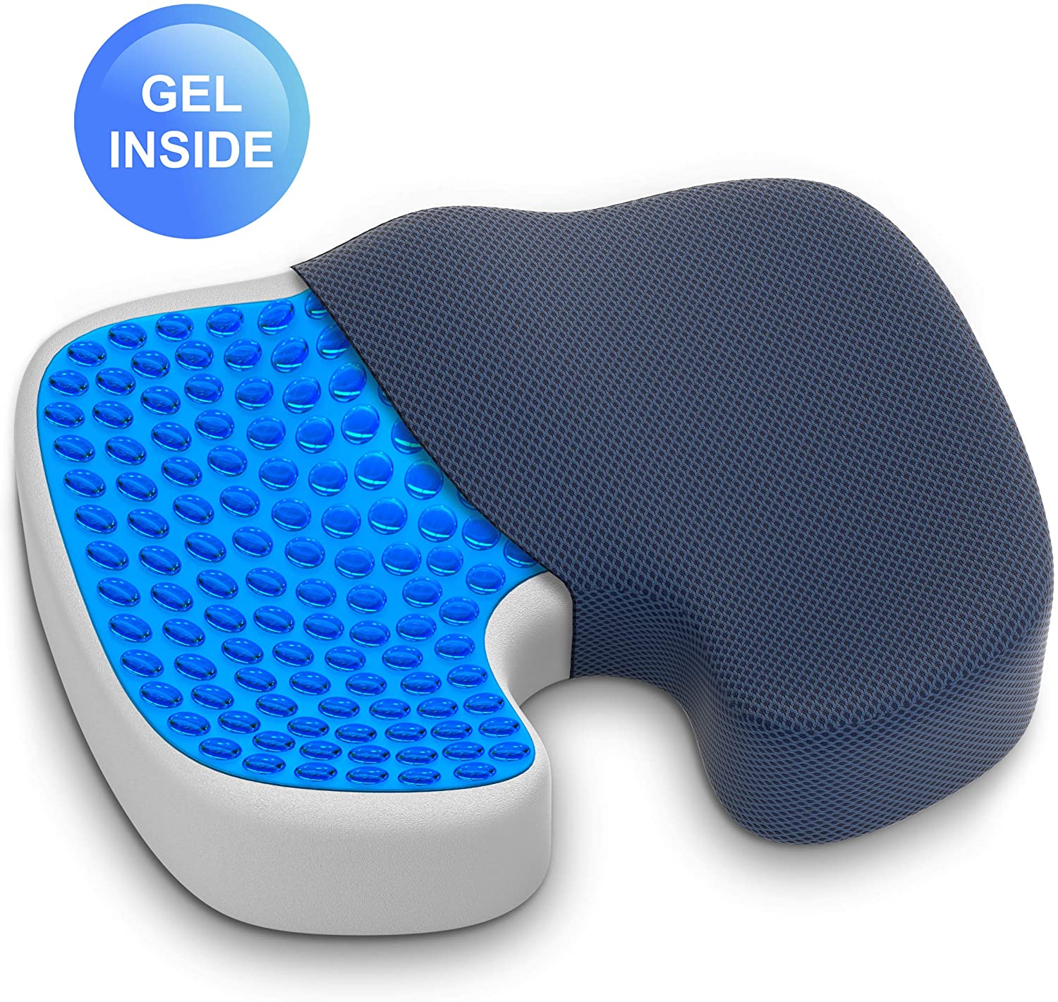 cool gel pressure relief enhanced office chair seat cushion  memory foam  coccyx cushion for office chair car desk wheelchair – contoured