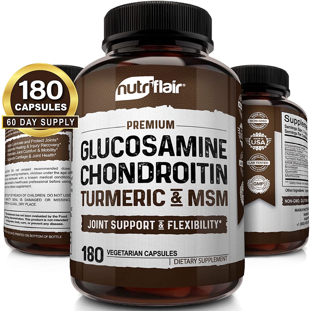NutriFlair Glucosamine Chondroitin Turmeric MSM Boswellia Joint Pain