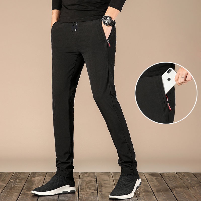 Zipper Pockets】 Quick-drying Long Pants Men Pants Stretch Casual Pants  Fashion Chinos Pant Men Formal Pant Trousers Pl | Shopee Malaysia