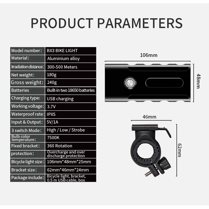 bx3 bike light