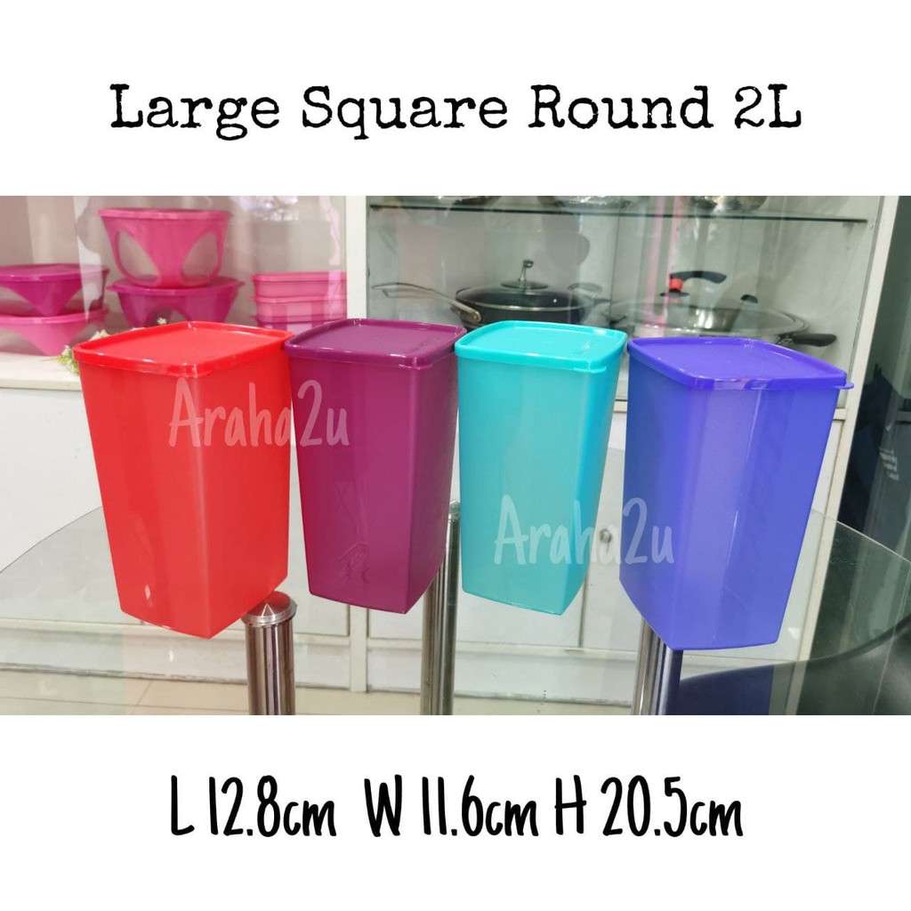 Tupperware Large Square Round 2L Fridge Container