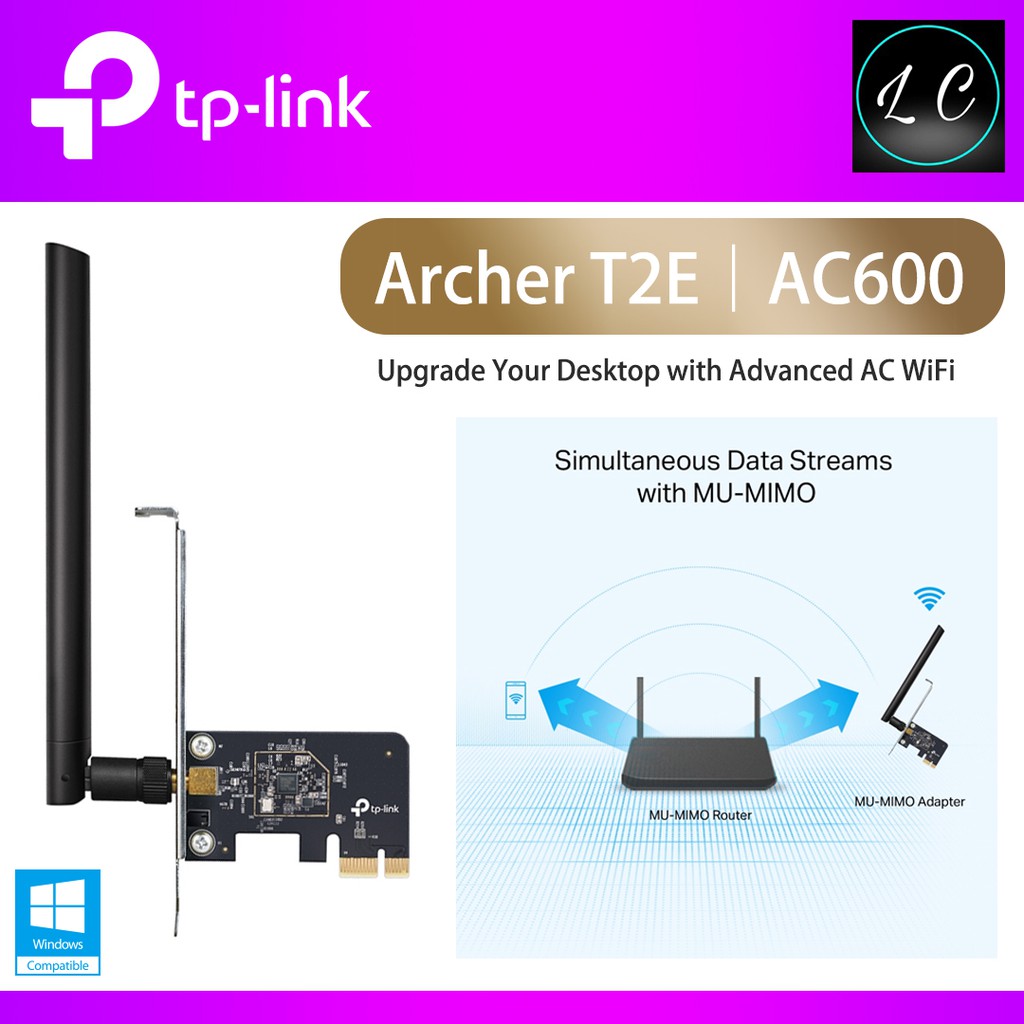 TP-Link Archer T2E AC600 Wi-Fi PCIe Adapter Dual Band Adapter for Desktop with Advanced AC WiFi