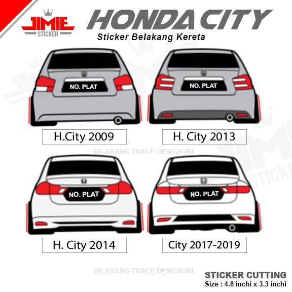 Car Sticker Sticker Belakang Kereta Honda City Custom Warna Dan No Plat Shopee Malaysia