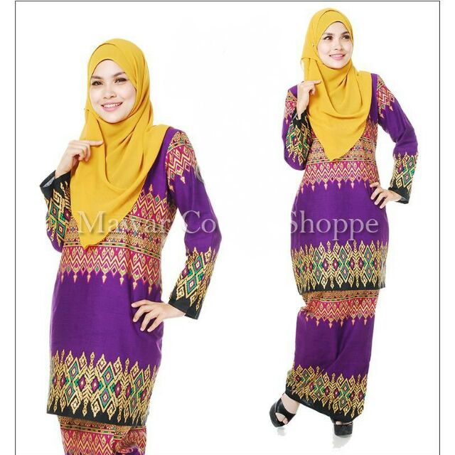 2021 Clearance Sale Baju Kurung Moden Batik Sarawak Purple Gold L 40