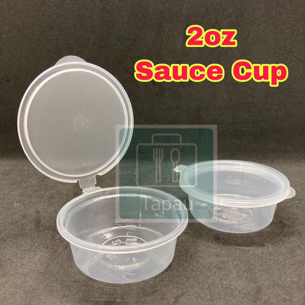 TAPAU - ( 50pcs± ) ORIMAX - Deli Container 2oz Round Disposable Plastic Food Container Hinged Lid - 50ML