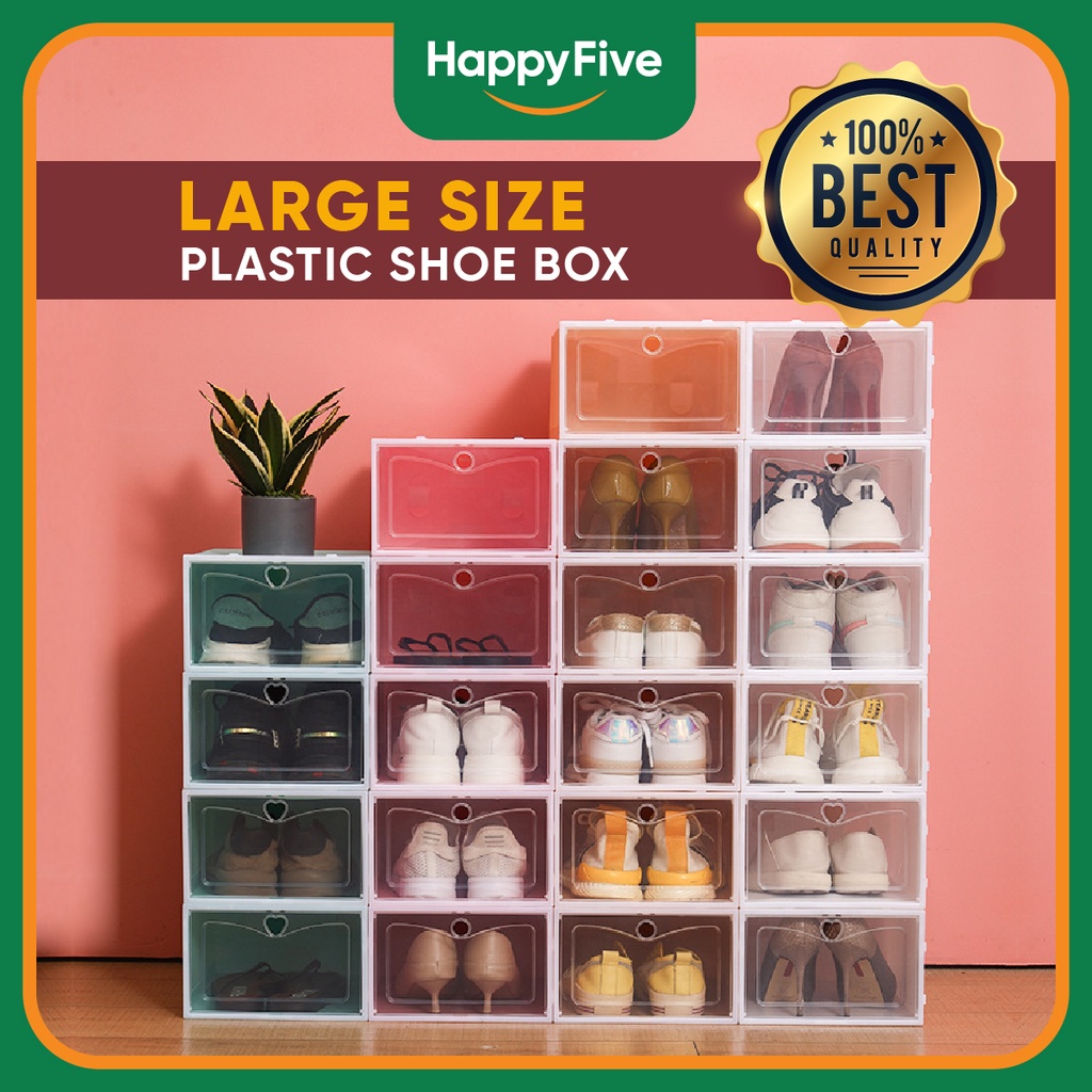 plastic-shoe-box-large-shoe-storage-box-kotak-kasut-lipat-saiz-besar