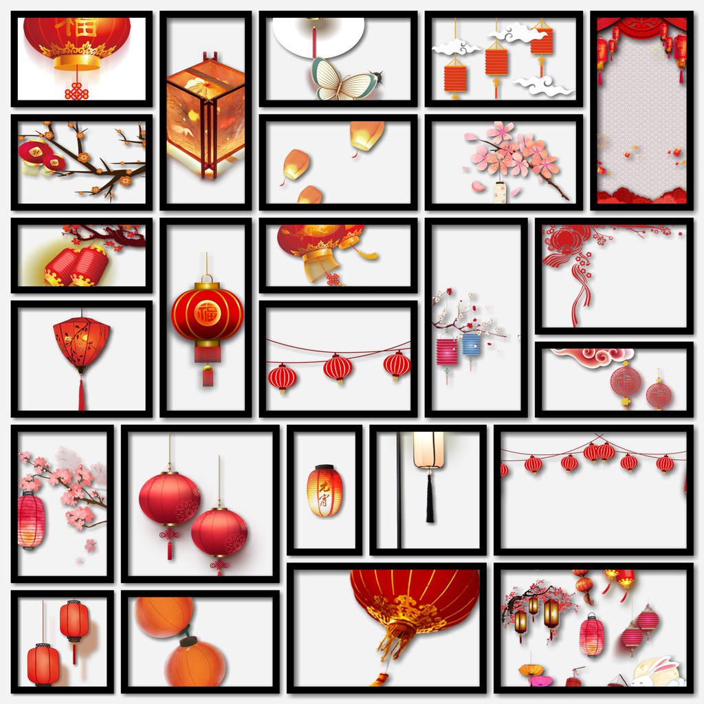 2021 Lunar Chinese New Year Lantern PNG Files wt Alpha Channel for WhatsApp Sticker Banner Card Illustration