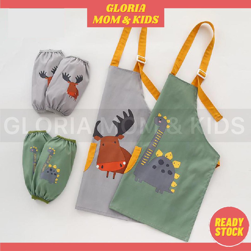 NEW ARRIVALWaterproof Kids Apron With Arm Sleeve Kid Kitchen Cooking Baking Art Painting Drawing Cute Girl Boy Aprons