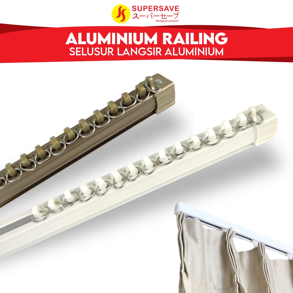 SUPERSAVE Aluminium Curtain Rail Wall Mount Curtains Track Rod Batang