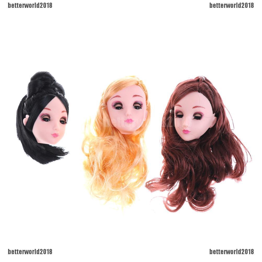 Bew 1 6 4d Eye Doll Head Long Hair Doll Head For Barbie Original Girls Diy Gift Doll Ol Shopee Malaysia