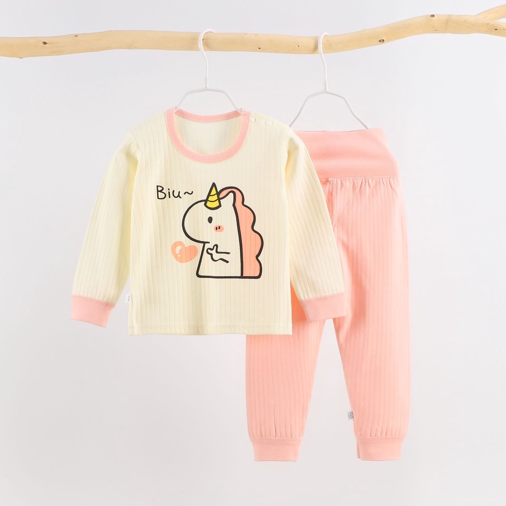 Kqyh Autumn Cute Baby Boys Girls Cartoon Animals Print Cotton Sleepwear Set Long Sleeve High Waist Warm Pajamas Shopee Malaysia