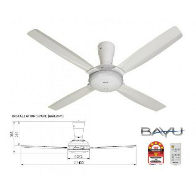 Panasonic Remote Control Ceiling Fan Bayu 4 4 Blade White