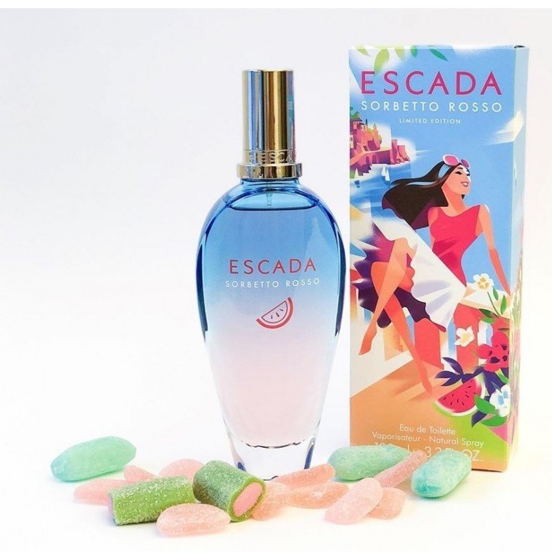 Escada rosso. Эскада Sorbetto Rosso. Духи Escada Sorbetto Rosso. Эскада духи Арбуз. Escada Sorbetto Rosso EDT (W) 100ml.