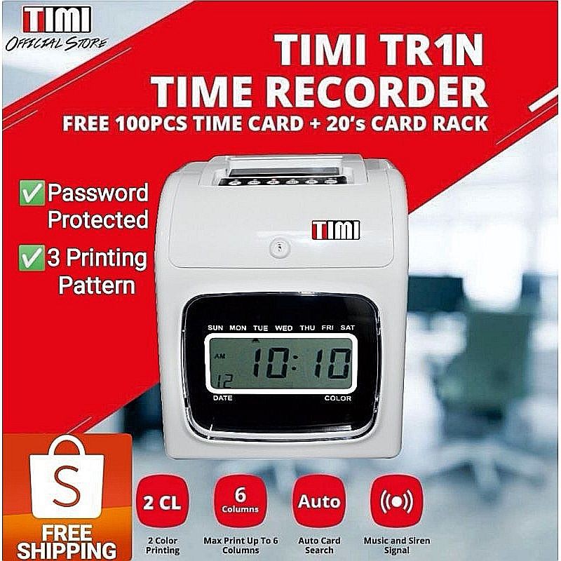 ⚡️SHOCKING SALE⚡️TIMI TR1N Punch Card Machine / Time Recorder Machine(FREE 100pcs Time Card + 20