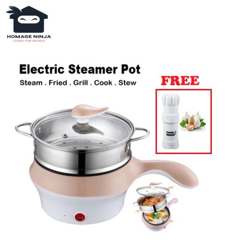 🔥PROMOTION🔥 2 IN 1 Electric Stainless Steel Rice Cooker Steamboat Skillet Pan Steamer Pot / Pengukus Periuk Elektrik