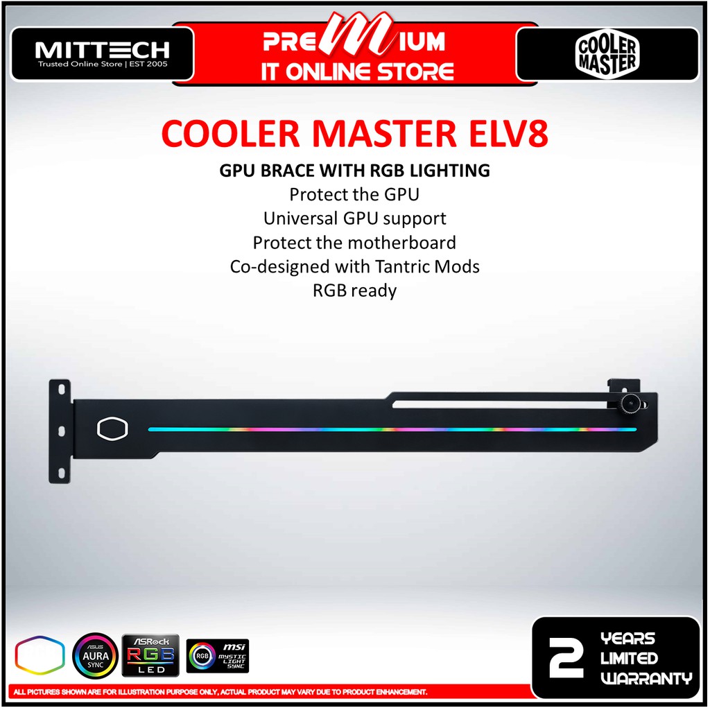 Cooler Master ELV8 GPU Brace With RGB Lighting Universal GPU support