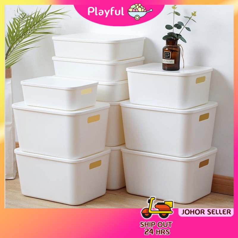 【PLAYFUL】Storage Box Organizer Basket Lid Storage Organizer Document Office Storage Kotak Simpanan With Lid