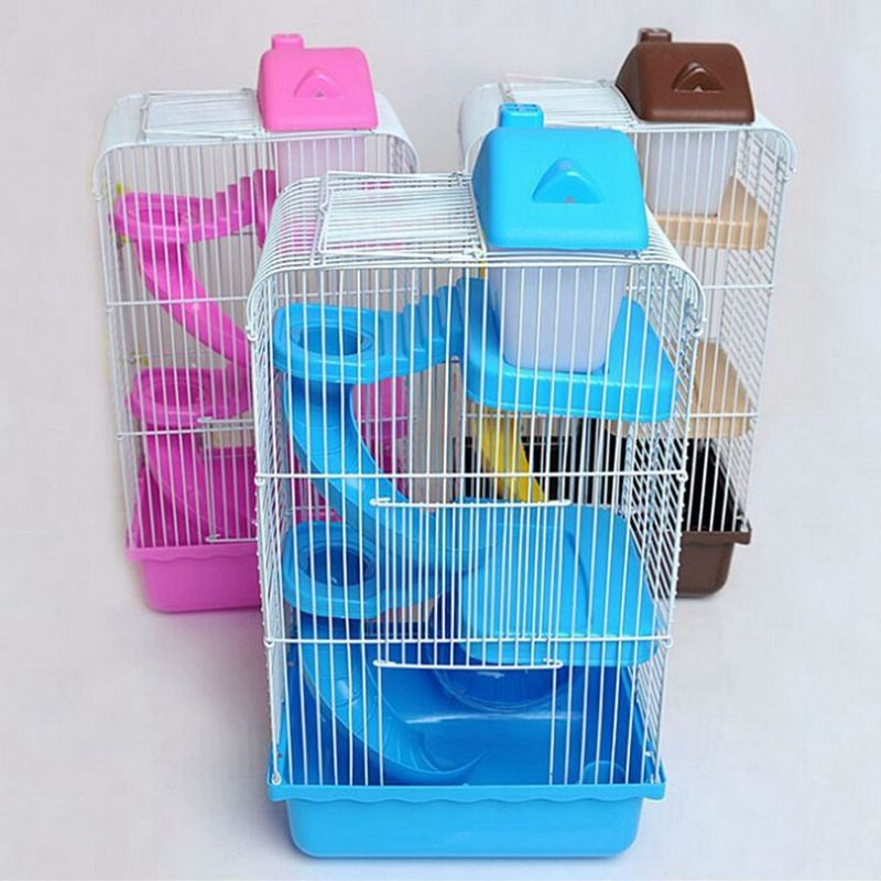 3layer (23*17*44cm) 3-Tier Portable Travel Cage for Small Animals, Dwarf Hamster Travel Carrier with Carry Han