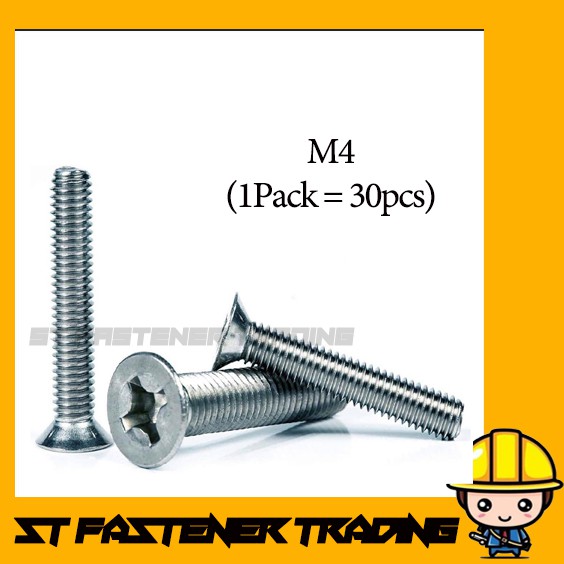 Flat Head Machine Screws ( M4 x 16MM M4 x 50MM ) 1 Pair = 30 Pcs