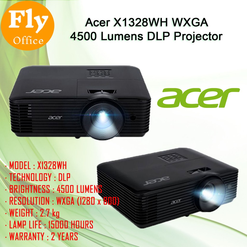 Acer DLPプロジェクター WXGA 3D対応 21 ANSI 4500 2年間保証 lm 2.8kg HDMI1.4a X1328WH 1280× 800