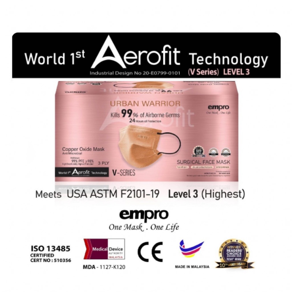 EMPRO Copper Oxide VSeries 3PLY Surgical Face Mask (50pcs) Shopee