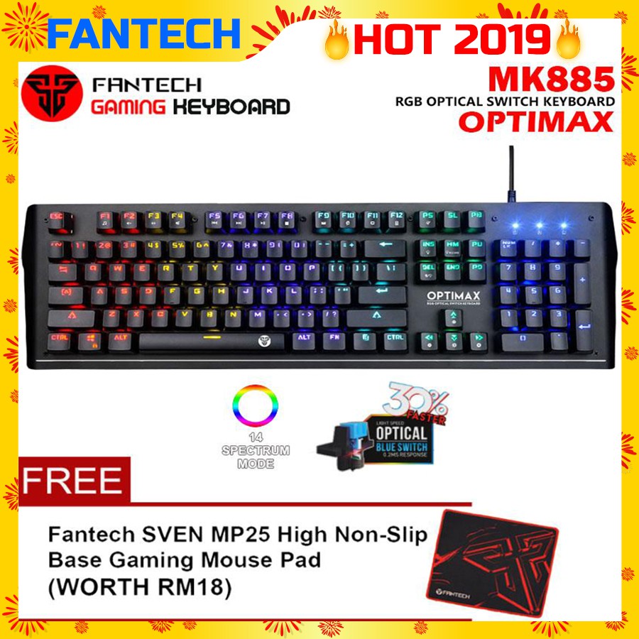 FANTECH MK885 OPTIMAX RGB Optical Blue Switch Mechanical FANTECH MK885 OPTIMAX RGB Optical Blue Switch Mechanical