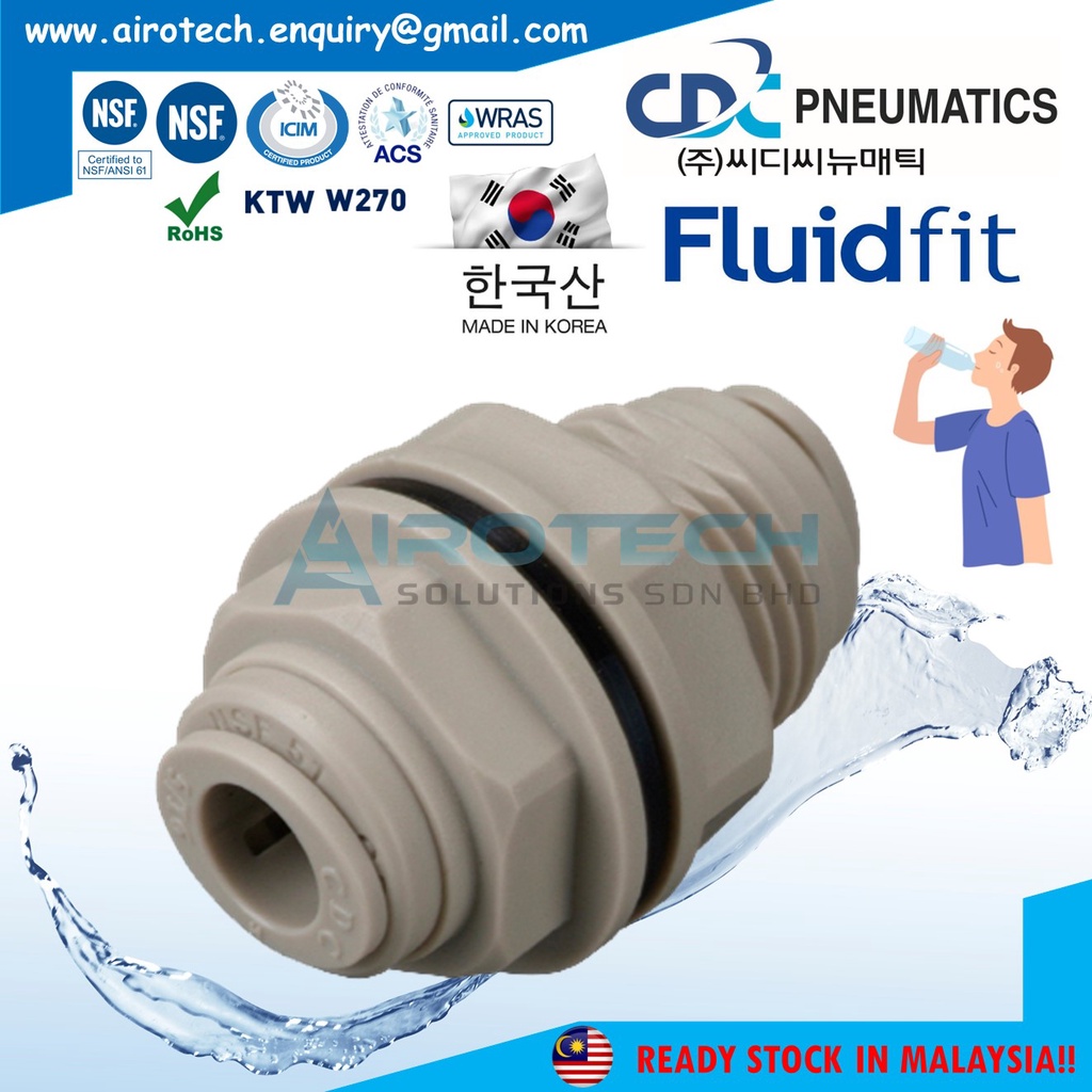 CDC Fluidfit HMM Water Filter Fitting RO For Potable Water Drink Dispense Beverages Bulkhead Type *Made In Korea*