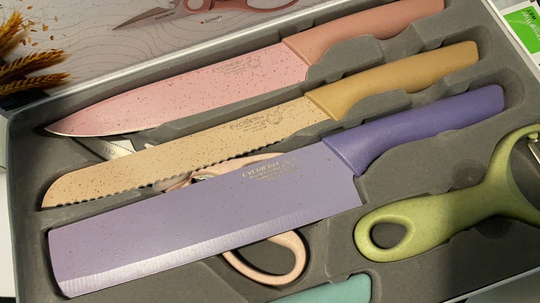 6 Pcs Premium High Quality Stainless Steel Kitchen Knife Set, Set Pisau