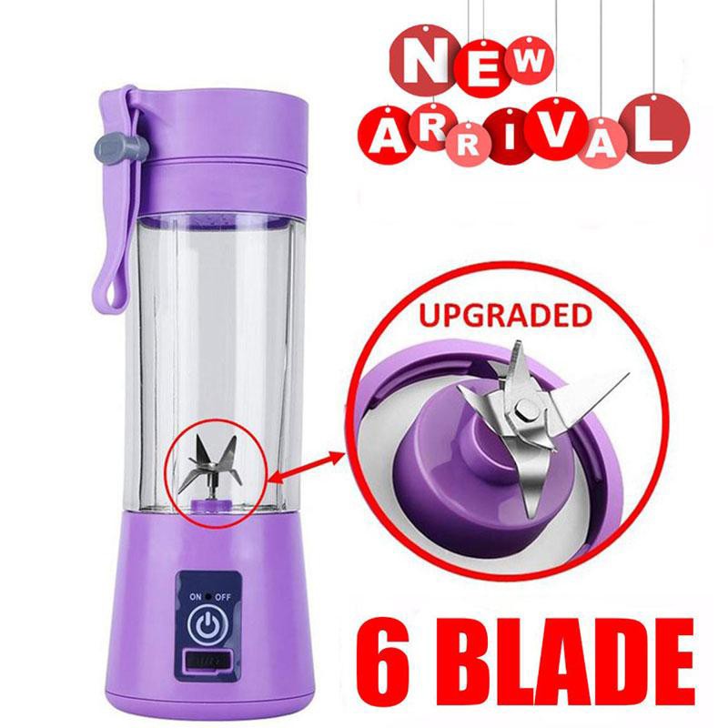 380ML Portable Blender,Mini Bottle Travel Electric Smoothie Blender Maker  With 6 Blades for juice shakes,Purple