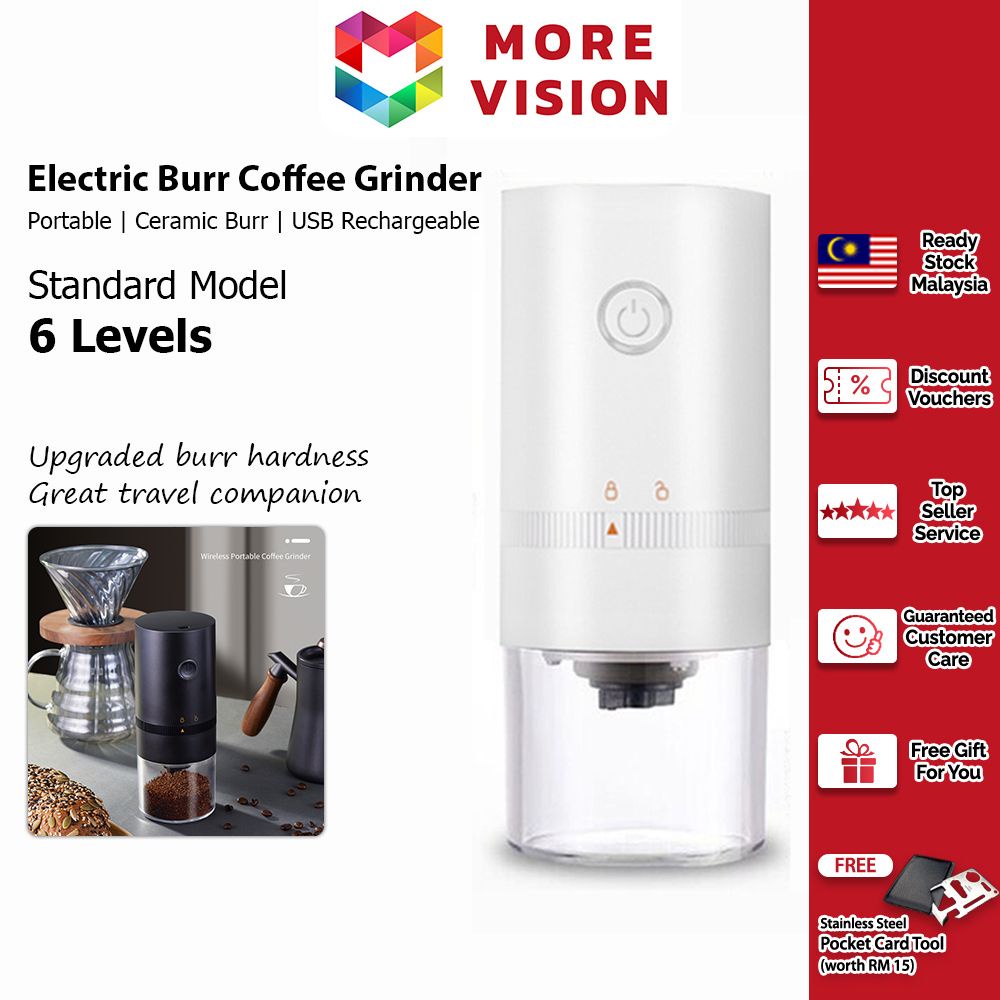 Electric Coffee Grinder Portable with Ceramic Burr with Type C USB Rechargeable Automatic Grind Adjustable Thickness