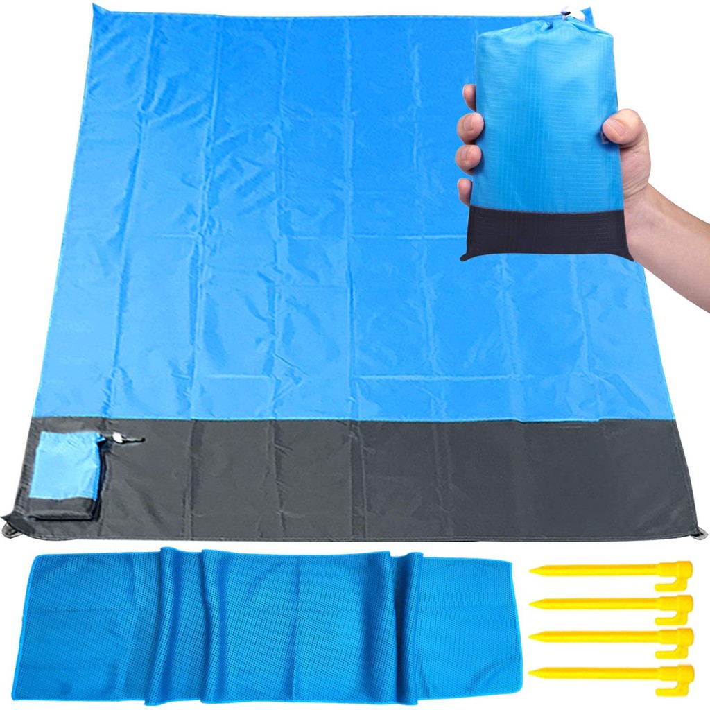 Beach Blanket Waterproof Beach Mat Sand Proof Beach Blanket Picnic Mat With With 4 Fixed Nails And Cooling Towel For Travel