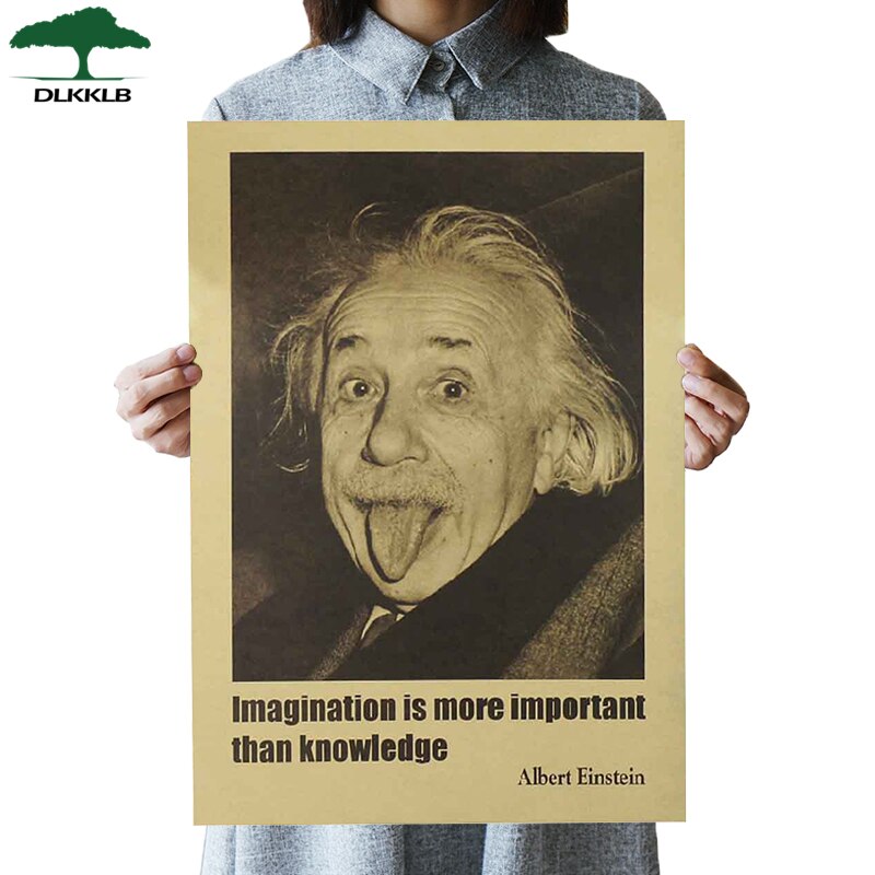 Wall Sticker Einstein Imagination Is More Important Than Knowledge Retro Posters Kraft Paper Vintage Movie Poster Decor