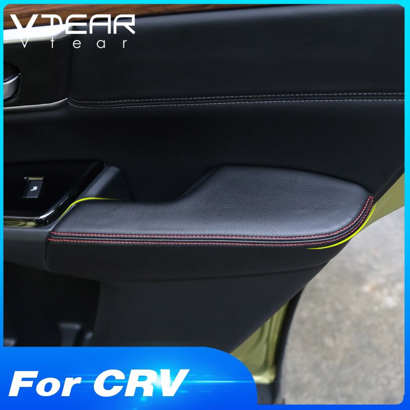 Vtear For Honda Crv Armrest Door Panel Cover Pu Leather Center Arm Rest Trim Protection Handle Sticker Trim Interior