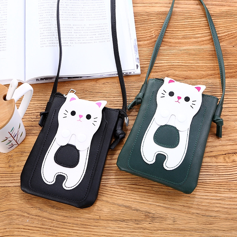 Mini Women Sling Bag Beg Sandang Tepi Handbags Cute Cat Phone Beg Pu Leather Girl Student Shopee Malaysia