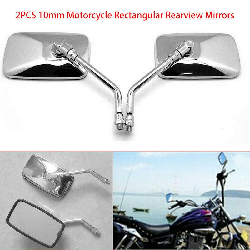 UNIVERSAL RECTANGLE ALUMINUM MOTORCYCLE REARVIEW MIRRORS 8MM BLACK FOR HARLEY