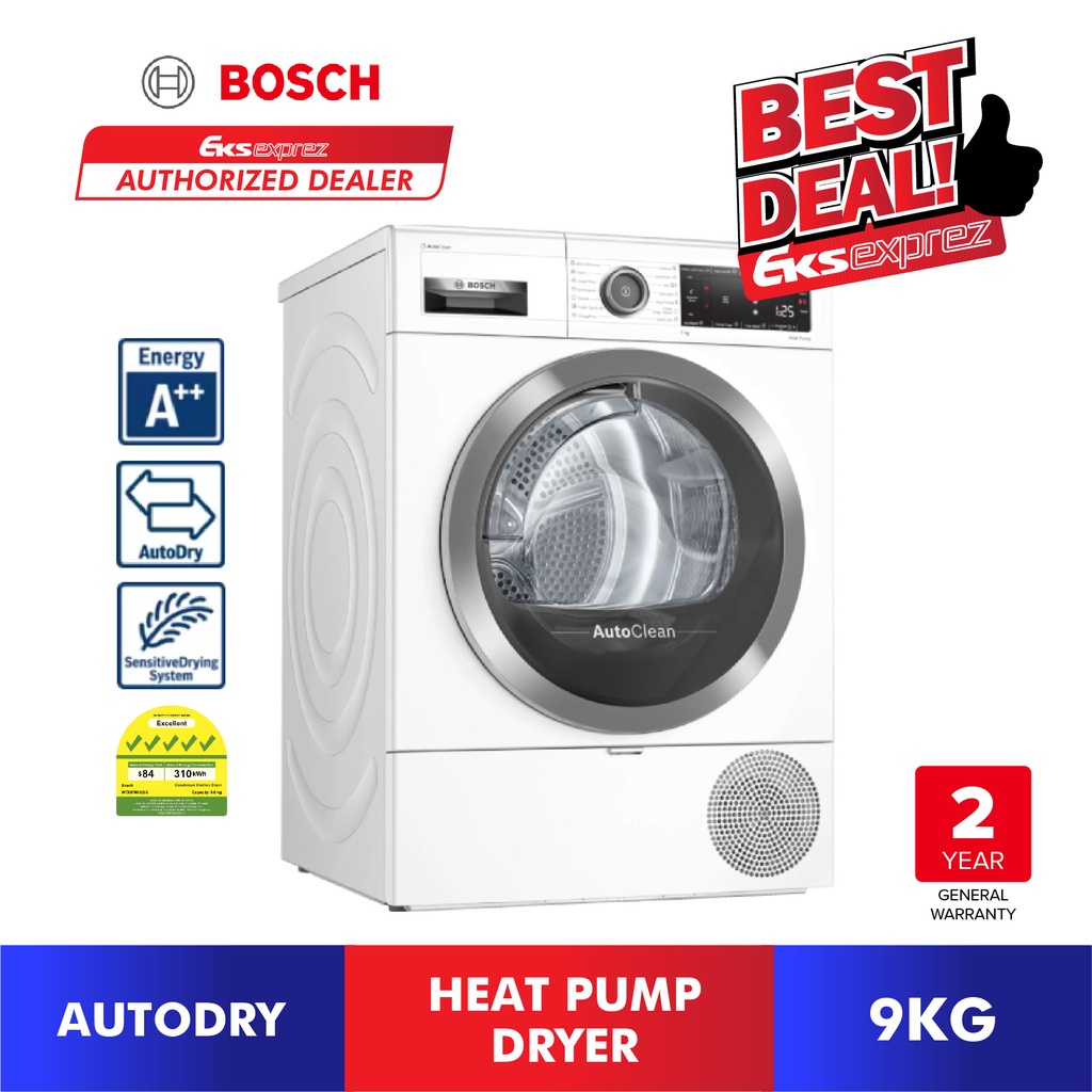 Bosch Serie | 8 Heat Pump Dryer (9kg) WTX87MH0SG