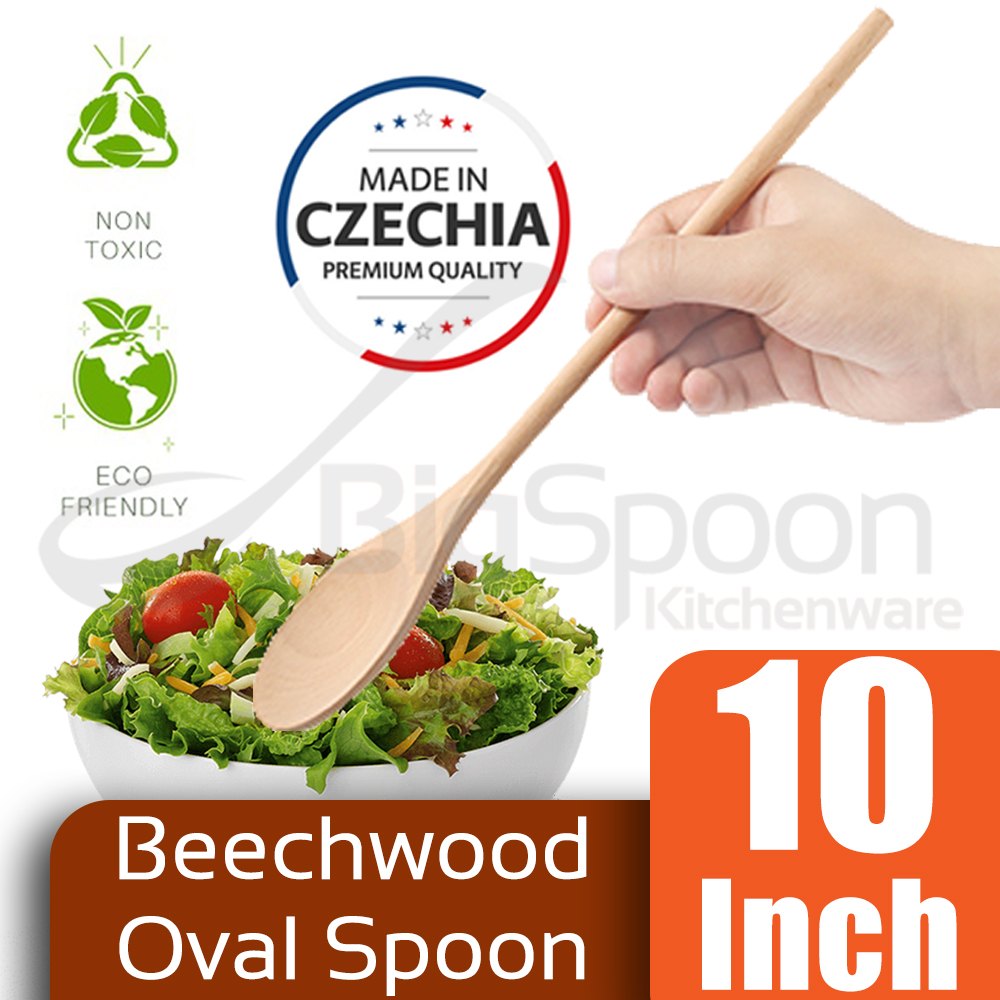 BIGSPOON 10"/12"/14"/16"/18" Beechwood Spoon Long Handle Kitchen Utensils Cooking Baking Spatula Made In Czechia 捷克无漆木糕匙
