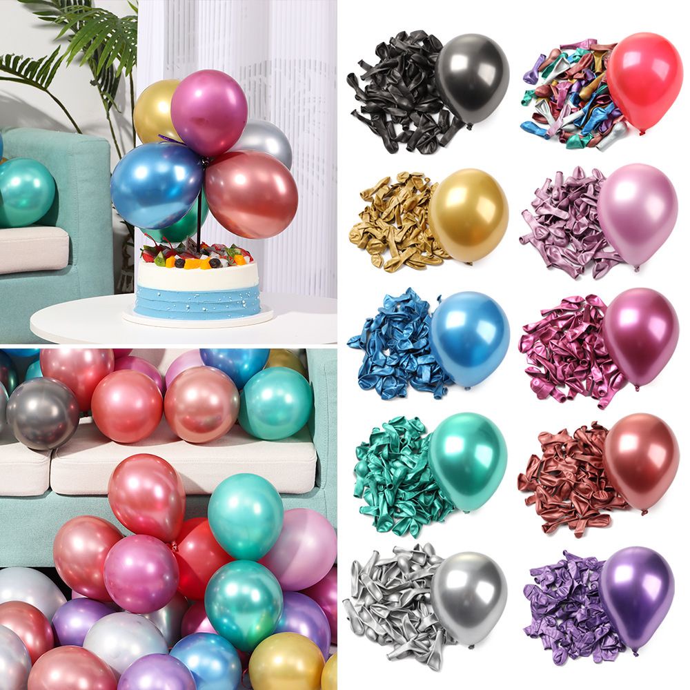 100PCS Metal balloons 5 "metallic shiny chrome latex balloons Birthday Christmas wedding party stage decoration