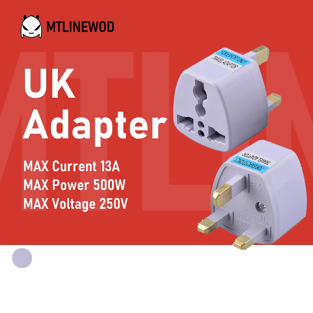 3Pin Universal Adapter Plug Head UK 3 Pin Malaysia China Plug Socket