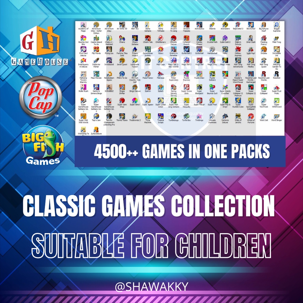 PopCap, Game House, BigFish] 4500+ Classic PC Games in package For Children  Lifetime Download | Shopee Malaysia
