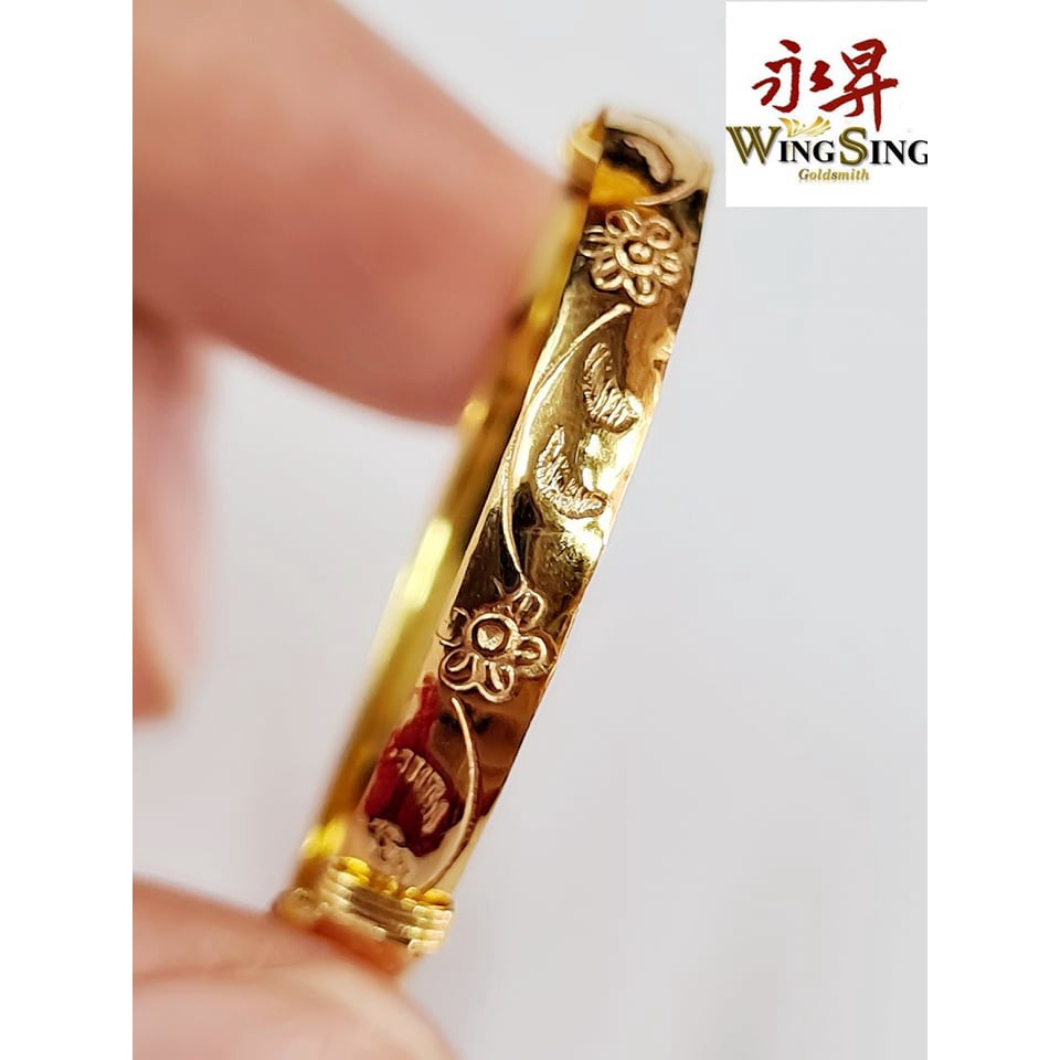 Wing Sing 916 Gold Baby Bangle / Gelang Bayi Emas 916 ...