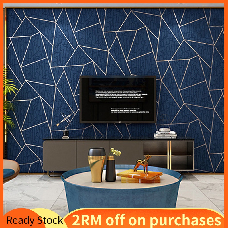 🔥Lowest price online🔥Modern simple non woven 5D geometric velvet wallpaper  bedroom living room sofa TV background wall wallpaper | Shopee Malaysia