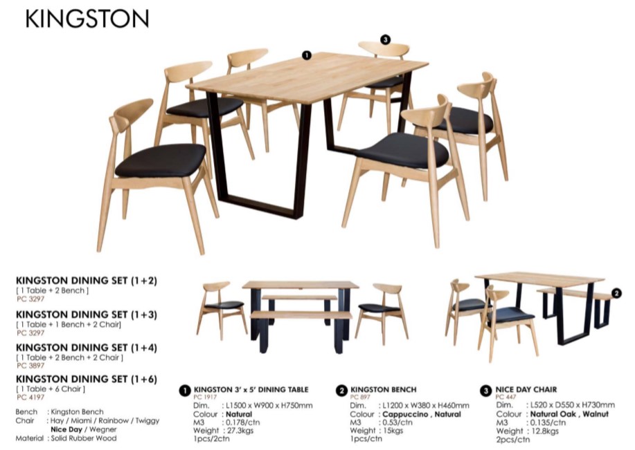 KINGSTON DINING ( 1+2 bench ) Shopee Malaysia