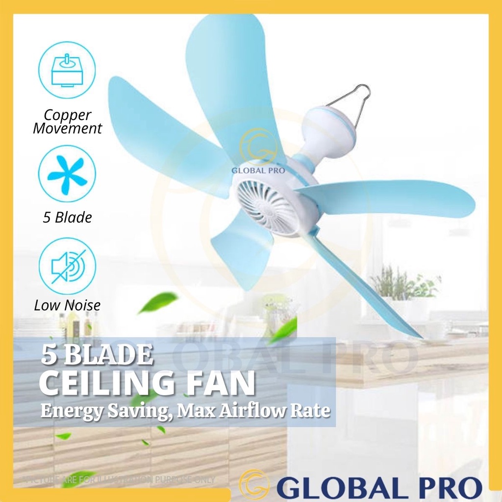 GLOBAL PRO 5 Blade 220V 9W / 15W Mini Ceiling Fan Mini Fans Air Conditioner Cooler for Dormitory, home, baby bed