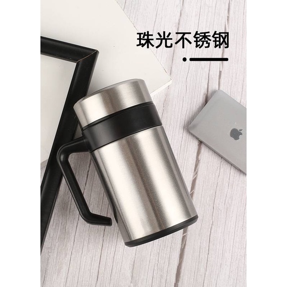 304 Stainless Steel Thermos Mugs, Tea Cup With Handle Lid Tea Filter Insulated