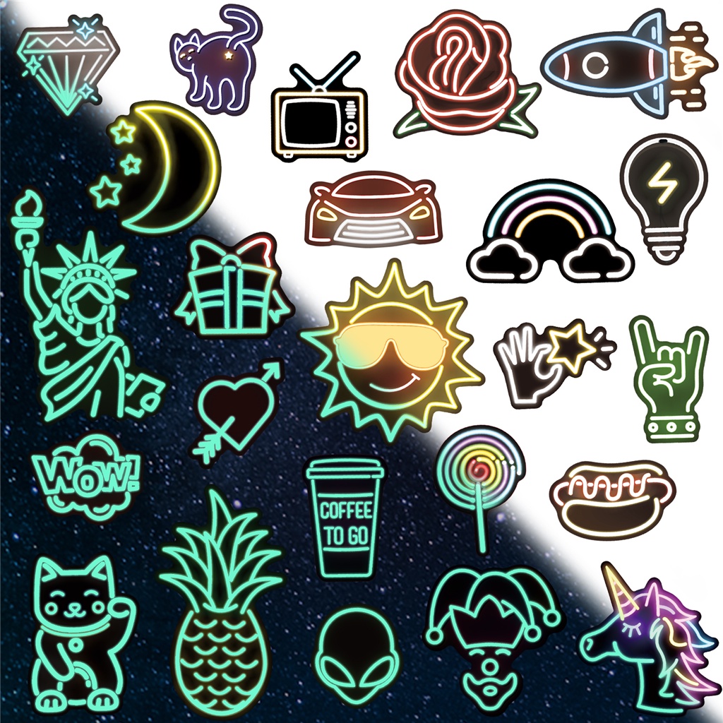 YAMIOW Glow in the Dark Waterproof Neon Stickers Luminous Cute Cool ...