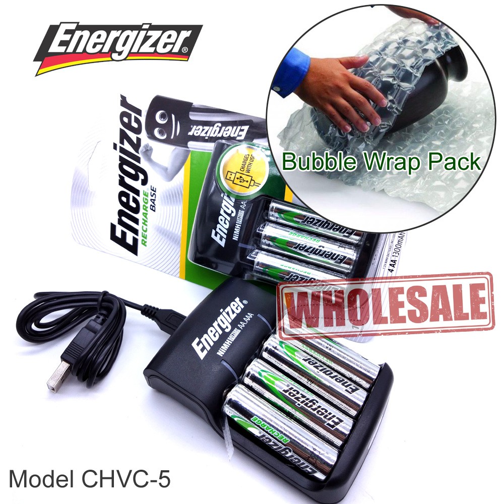 [100 Original] Energizer USB Recharge Base CHVC5 & Includes 4x AA