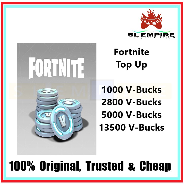 Fortnite V Bucks Top Up 2800 5000 13500 Shopee Malaysia
