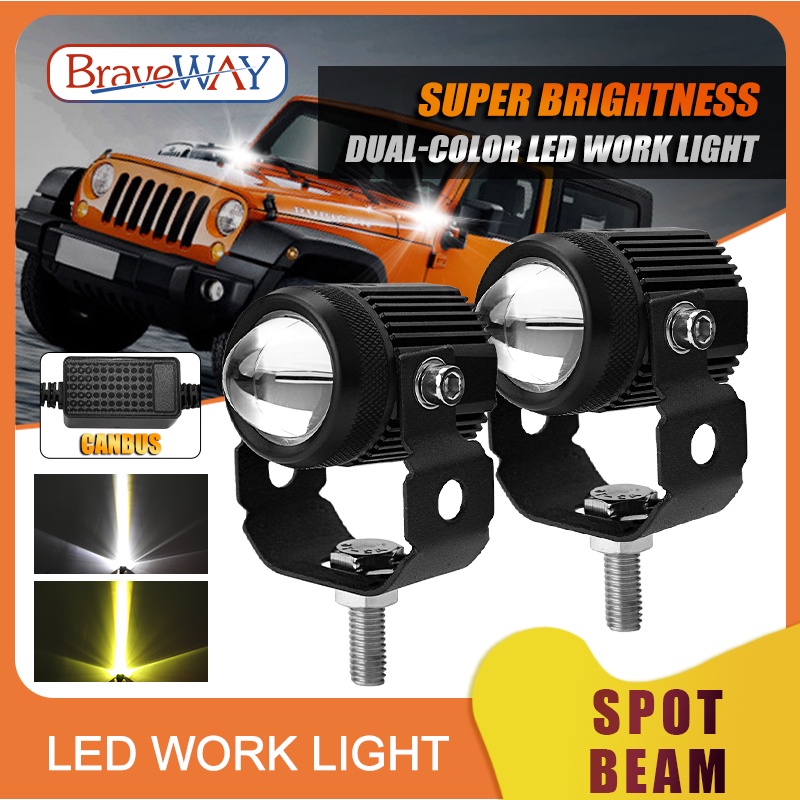 BraveWay LED Work Light Bar 2inch Dual Color Spotlight 3000K 6000K ...