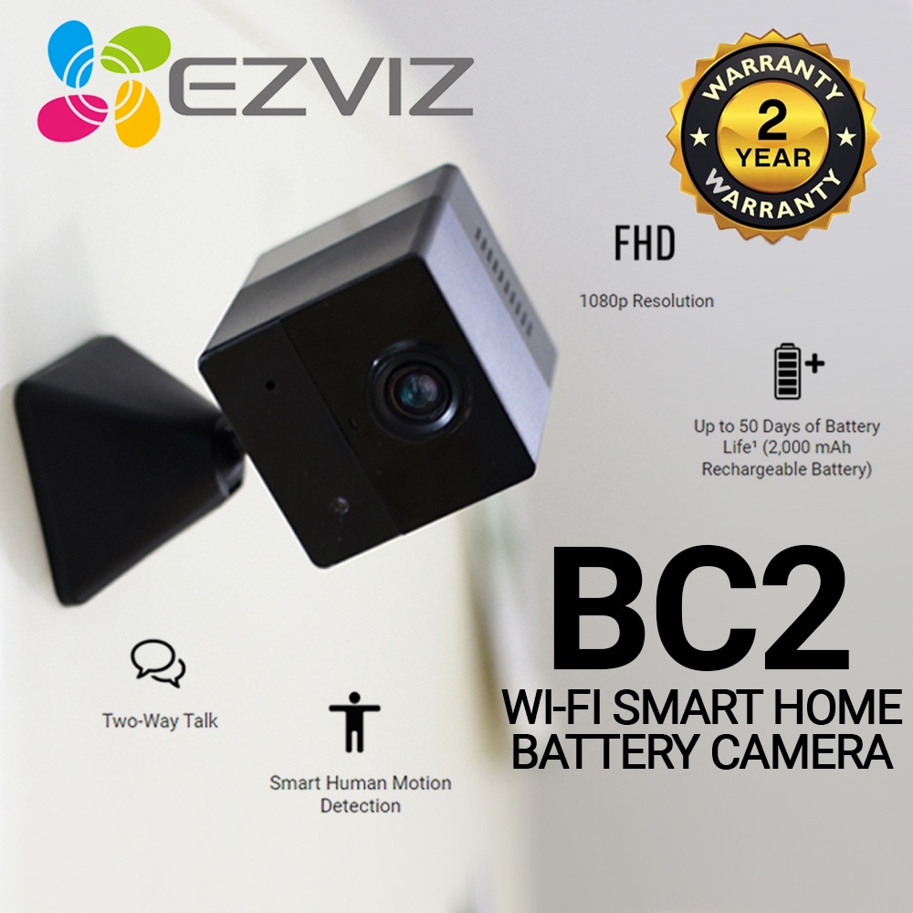 EZVIZ BC2 2MP Indoor Wi-Fi Smart Home Battery Powered Camera Smart ...